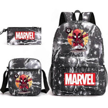 (6) New MARVEL Marvel Dead Attendant backpack three piece set, backpack for male and female students
