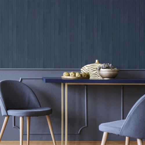 Arthouse Blue Panel Wallpaper Wooden Plank Effect Smooth Finish Feature Wall 2