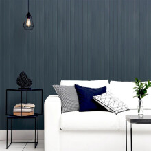 Blue Panel Wallpaper Wooden Plank Effect Smooth Finish Feature Wall