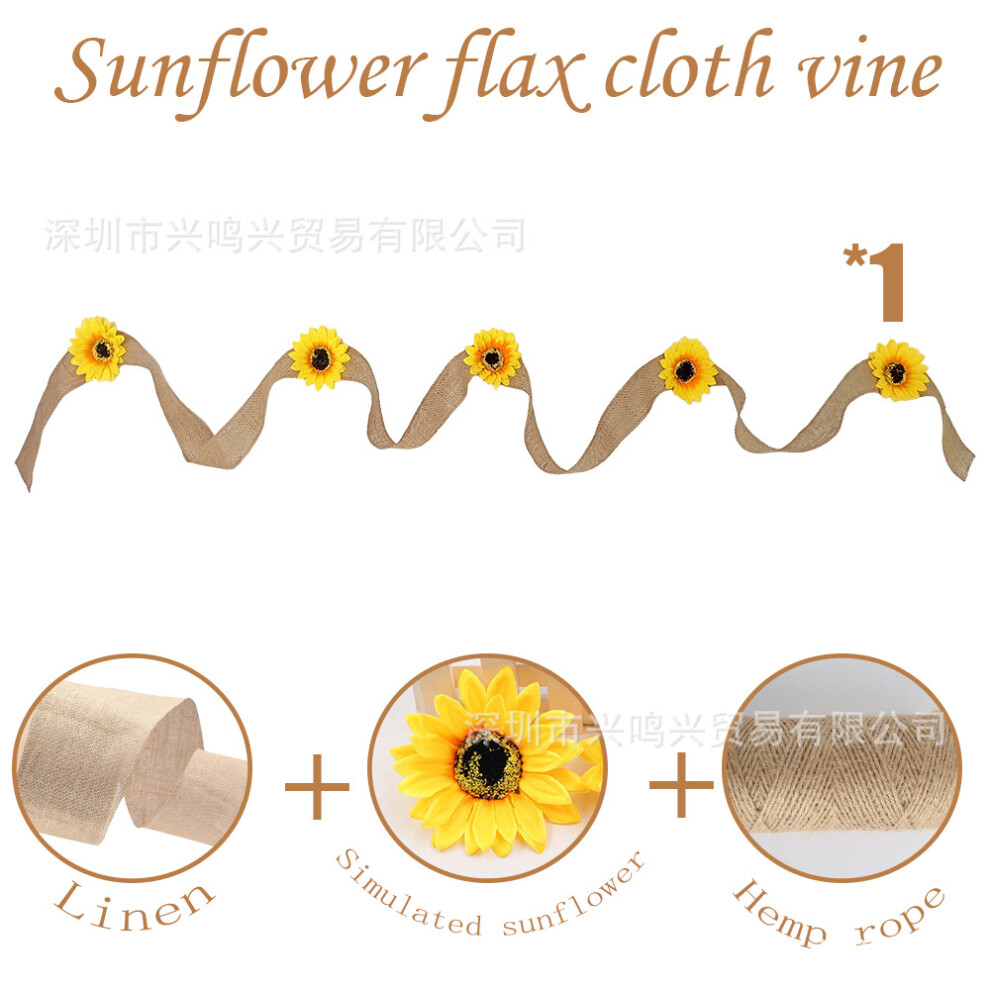 (Sunflower Fence Decoration) Artificial Sunflower Linen Vine Hanging Decoration 250cm Sunflower Hanging Decor Wedding Decoration Home Wall Decor-image-OPC-PJXV9VT-NEW
