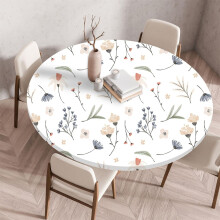 Washable Round Tablecloth 120 cm Elastic Outdoor Tablecloth for Garden Restaurant Compatible with 100 cm to 110 cm Foliage Design