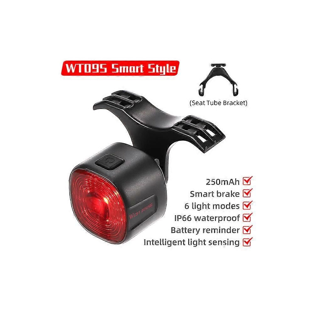 (WT09S)Bicycle Parts G Bicycle Smart Taillight MTB Road Bike Auto Brake Sensing Type-C Rechargeable