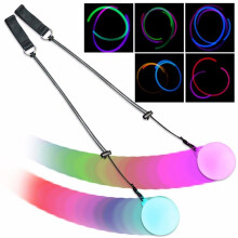 LED Poi Balls - Pack of 2 Glow Poi Juggling Balls with Rainbow Colors, Strobe Effect, Soft Light, Adjustable Cords for Kids and Adults