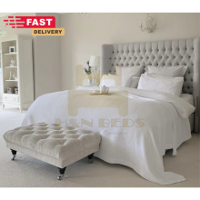(Pink (with Mattress), 4ft Small Double (with Gaslift)) Velvet Upholstered Double Bed Frame with Curved Winged back Headboard Mattress & Ottoman Gas Lift Storage Option