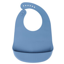 Babador de silicone à prova d'água para adultos e idosos, protetor de roupas, babador para alimentação com coletor de migalhas, azul