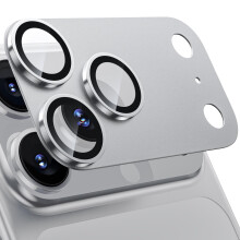 （Silver Titanium）Silver Titanium compatible with iPhone 17 Pro Max Camera Lens Protector - Matte Metal Plate Military Grade Shatterproof 9