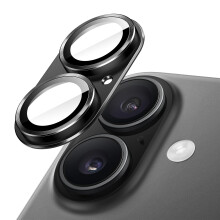 (Black)Camera Lens Protector compatible with iPhone 17 6.3-Inch, Full Coverage 9H Tempered Glass Ring Cover, Matte Metal Plate, Case Frien
