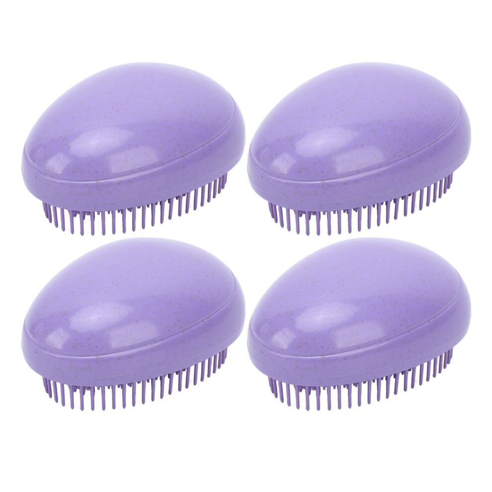 4 Pcs Egg Shape Detangling Hair Brush Wheat Straw