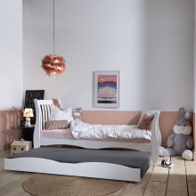 Astrid Single Kids Sleigh Bed with Pullout Trundle in White