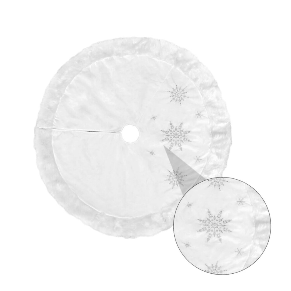 Christmas Tree Skirt 1PC White Polyester Decorative Mat for Artificial Christmas Tree Holiday Decor-image-OPC-PJXVVZ5-NEW