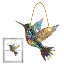 Hummingbird Suncatcher Acrylic Ornament for Windows, Cute Wall Decoration, Hanging Interior Decor, Colorful Bird Design