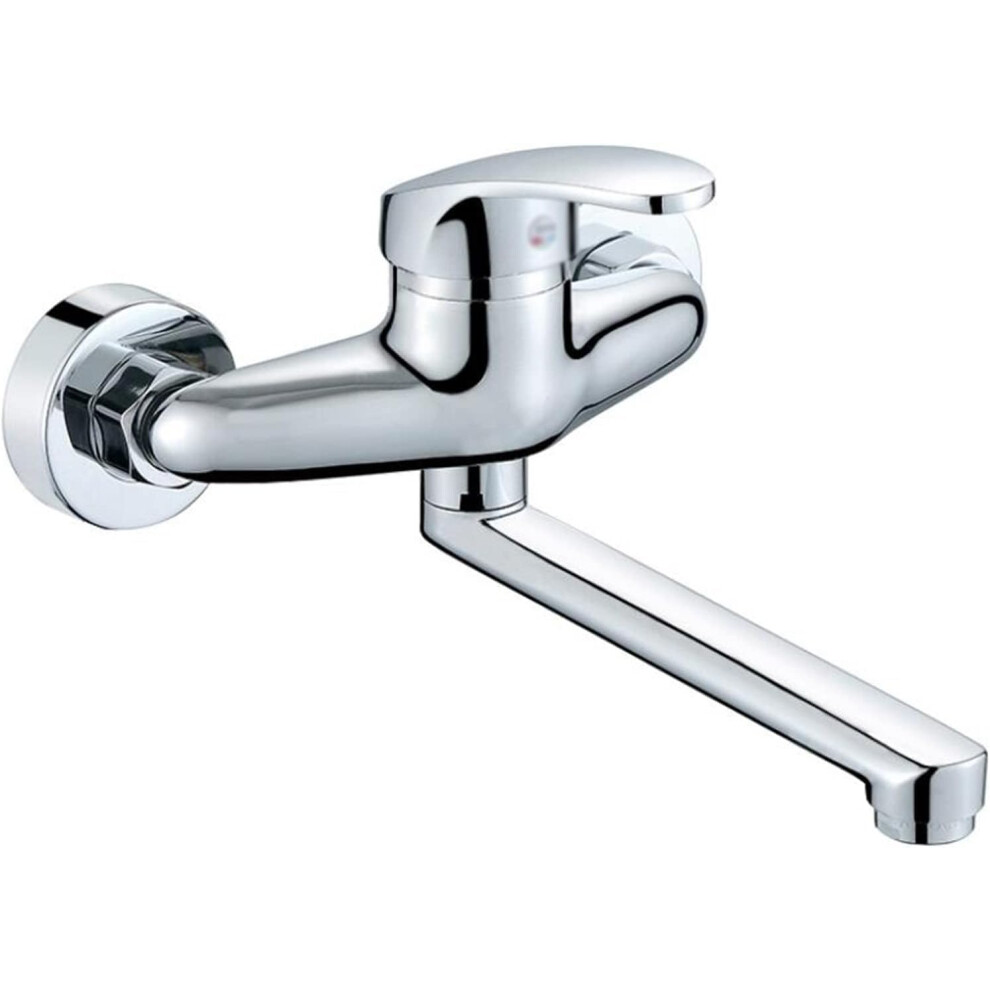 Kitchen Faucet Wall Mount, Swiveling Brass Kitchen Tap with Hot and Cold Water, 20cm Size, Durable Design-image-OPC-PJXW2KH-NEW