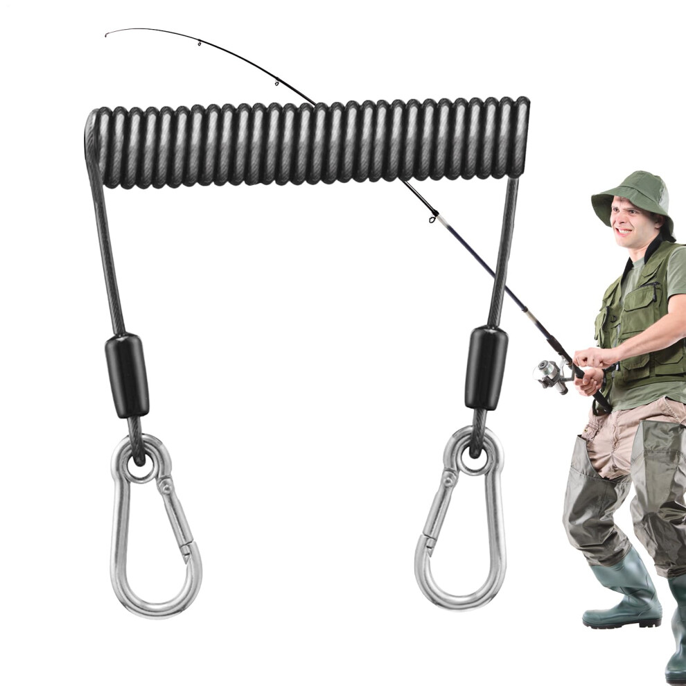 High Performance Fishing Rod Lanyard 200 Cm, Stainless Steel Coil Safety Cord For Fishing, Boating, Camping, Hiking 6482260957319