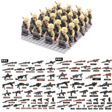 World War II British German French American Eighth Route Army Desert Military Soldier Weapon Pack Minifigures Kids Toys Gifts