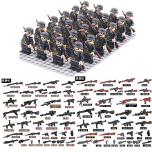 World War II British German French American Eighth Route Army Desert Military Soldier Weapon Pack Minifigures Kids Toys Gifts