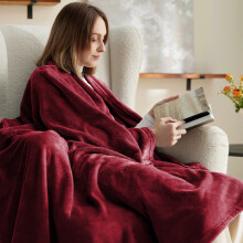 (Single Fleece Blanket) Christmas Red Fleece Blanket Sherpa Thick Warm Sofa Bed Throw Travel Blankets