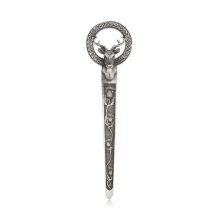 Scottish Highland Stag Celtic Knot Circle & Thistle Matt Pewter Kilt Pin