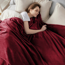 (Double Fleece Blanket) Christmas Red Fleece Blanket Sherpa Thick Warm Sofa Bed Throw Travel Blankets