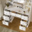 White Makeup Vanity Table10 LED lights Mirror 7 Drawers Dressing Table 7