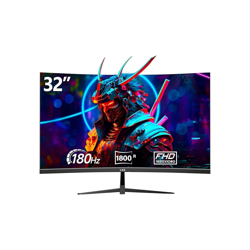 Lxz 32 Inch Curved Gaming Monitor, 180Hz Fhd 1080P Va Display, Eye Care