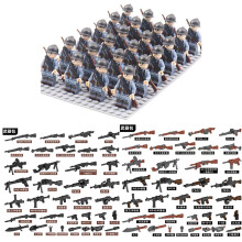 World War II British German French American Eighth Route Army Desert Military Soldier Weapon Pack Minifigures Kids Toys Gifts