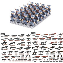World War II British German French American Eighth Route Army Desert Military Soldier Weapon Pack Minifigures Kids Toys Gifts