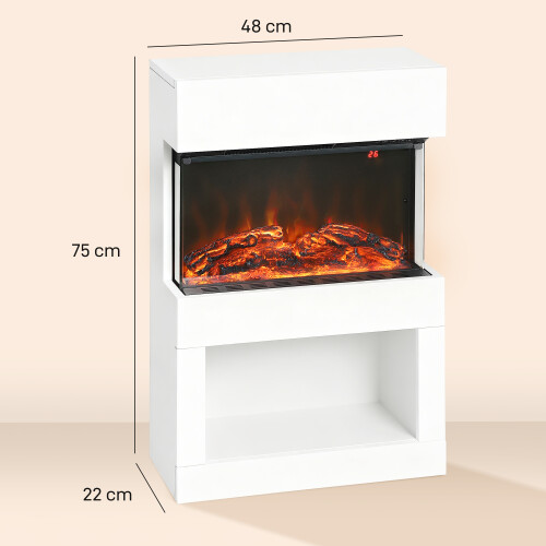 Homcom (White) HOMCOM 1000W/2000W Electric Fire and Mantel with Remote & Timer 2