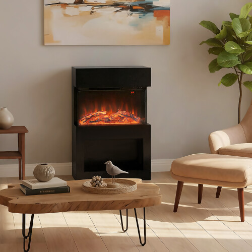 Homcom (Black) HOMCOM 1000W/2000W Electric Fire and Mantel with Remote & Timer