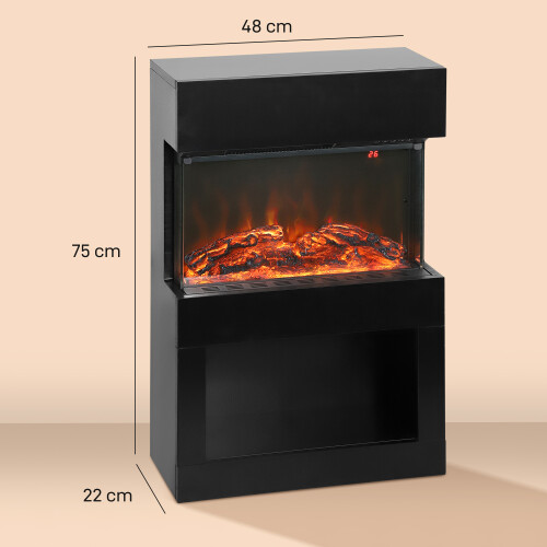 Homcom (Black) HOMCOM 1000W/2000W Electric Fire and Mantel with Remote & Timer 2