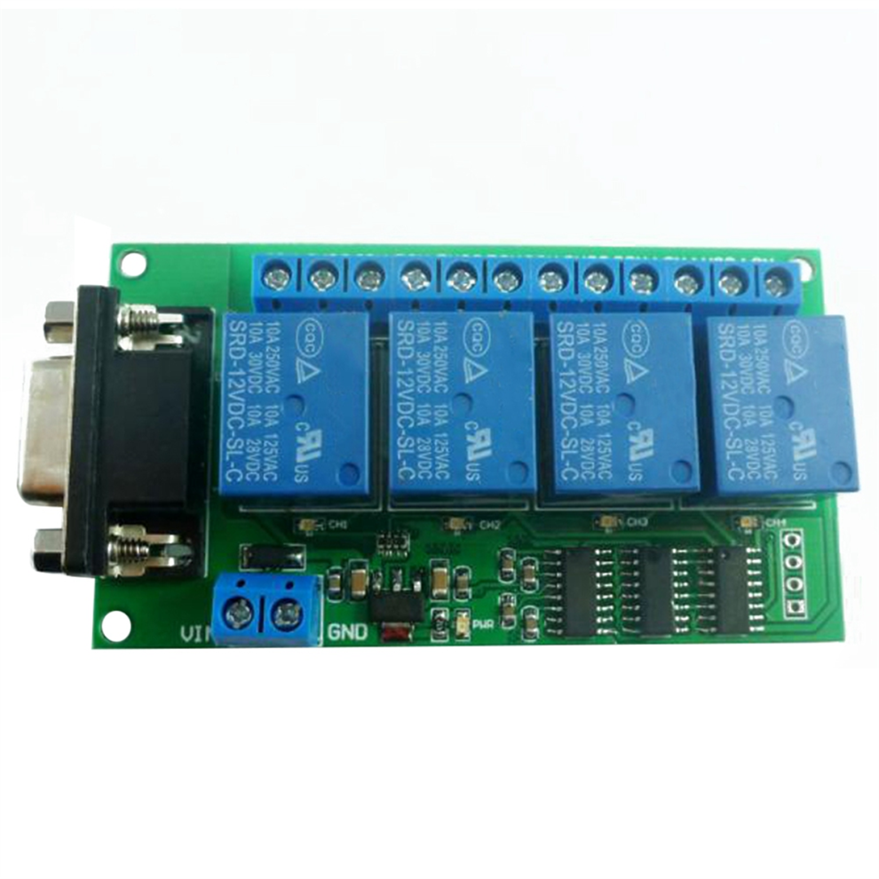 Dc 12V 4 Channel Rs232 Relay Board Pc Usb Db9 Inte 4853133909698