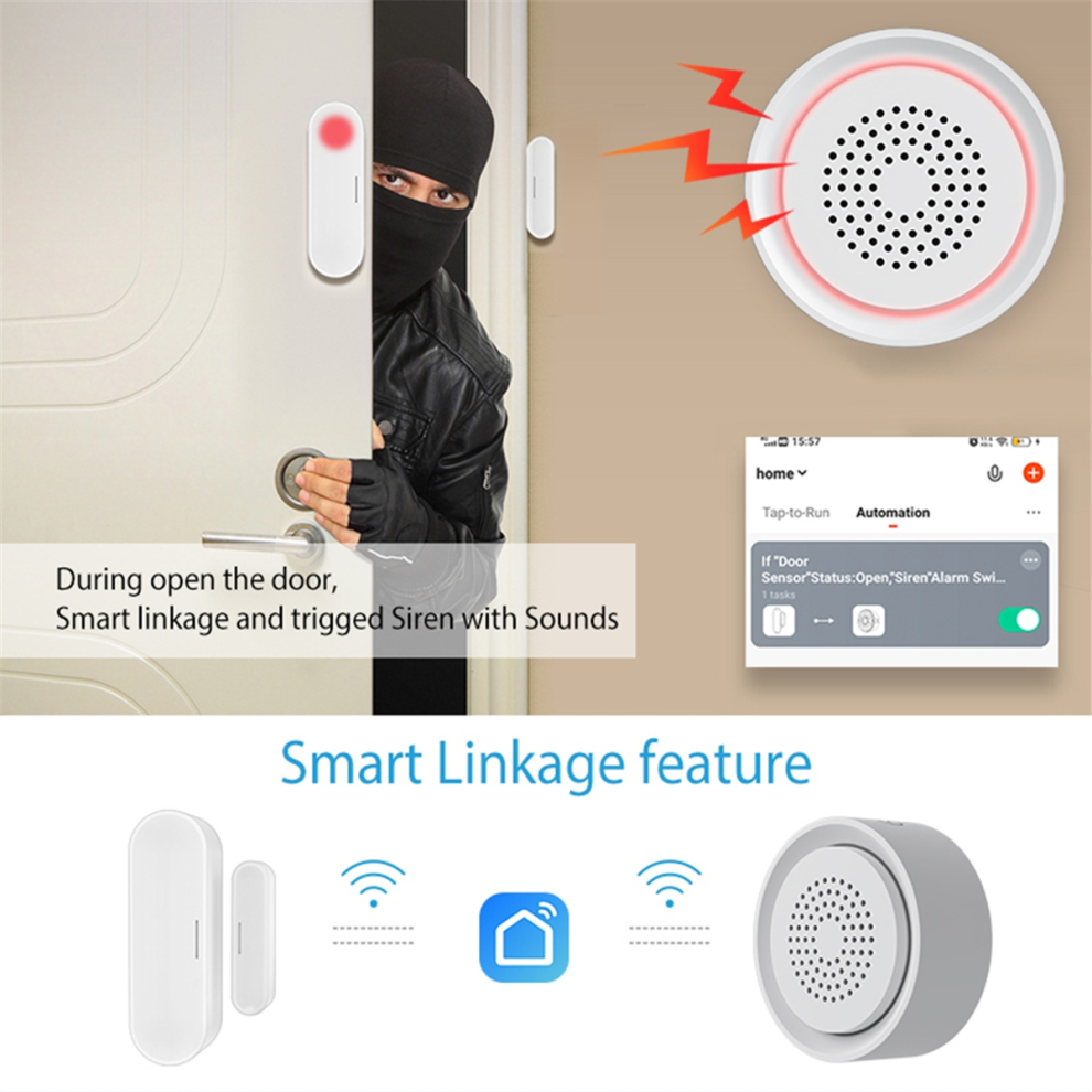 Tuya Wifi Smart Usb Sirene Alarm Sensor Sound & Li 4854006790177