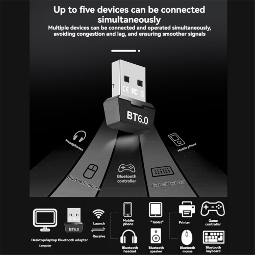 USB Bluetooth 6.0 Adapter BT6.0 Dongle Musik Audio 2
