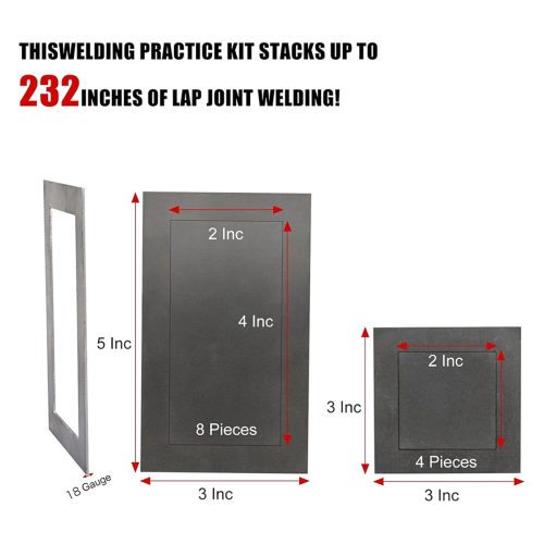 Welding Practice Kit,24-Piece 3x5In Coupons for MI 2