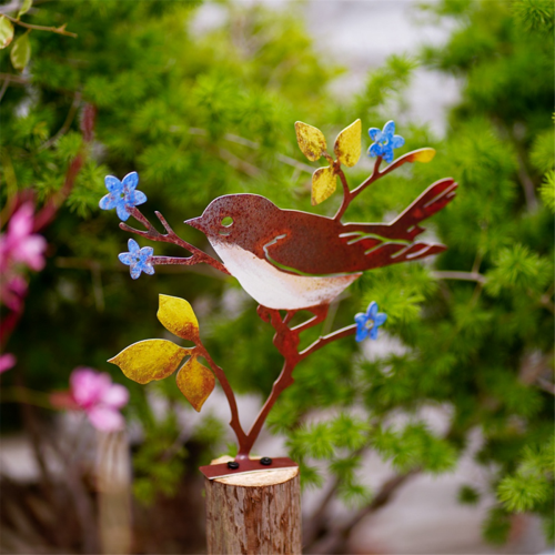 Yard Sign Stake Metallvogel Dekorativer Gartenstecker 2