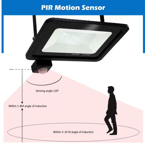 LED PIR Floodlight 50W Black Shell AC220V Waterpro 2