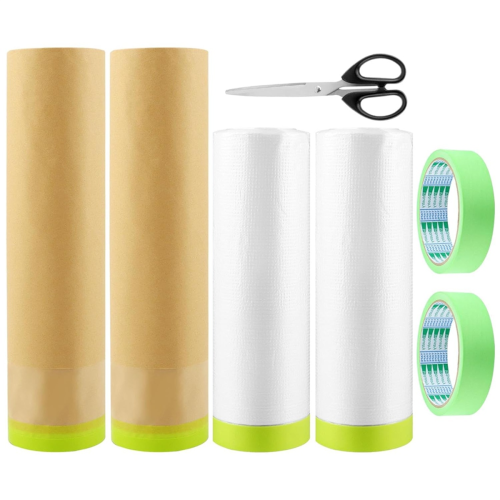 Abdeckpapier, 6 Rollen vorgeklebtes Papier und Sc
