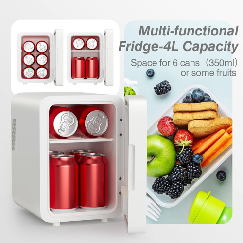 Makeup Fridge with LED Light Mirror 4L Mini for Be
