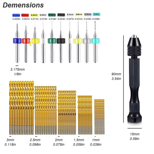 Mini Pin Vise Hand Drill Twist Bit PCB Set Rotary 2