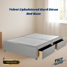 (Steel, 5ft King (with 2 Drawers)) Divan Bed Base Upholstered Plush Velvet with 2 &4 Drawer Storage Option
