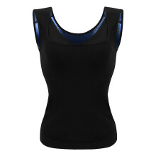 Black Tops Sauna Suit for Women XL - Full Size Sweat Vest Tank Top with Zip Pullover for Yoga and Fitness in Black