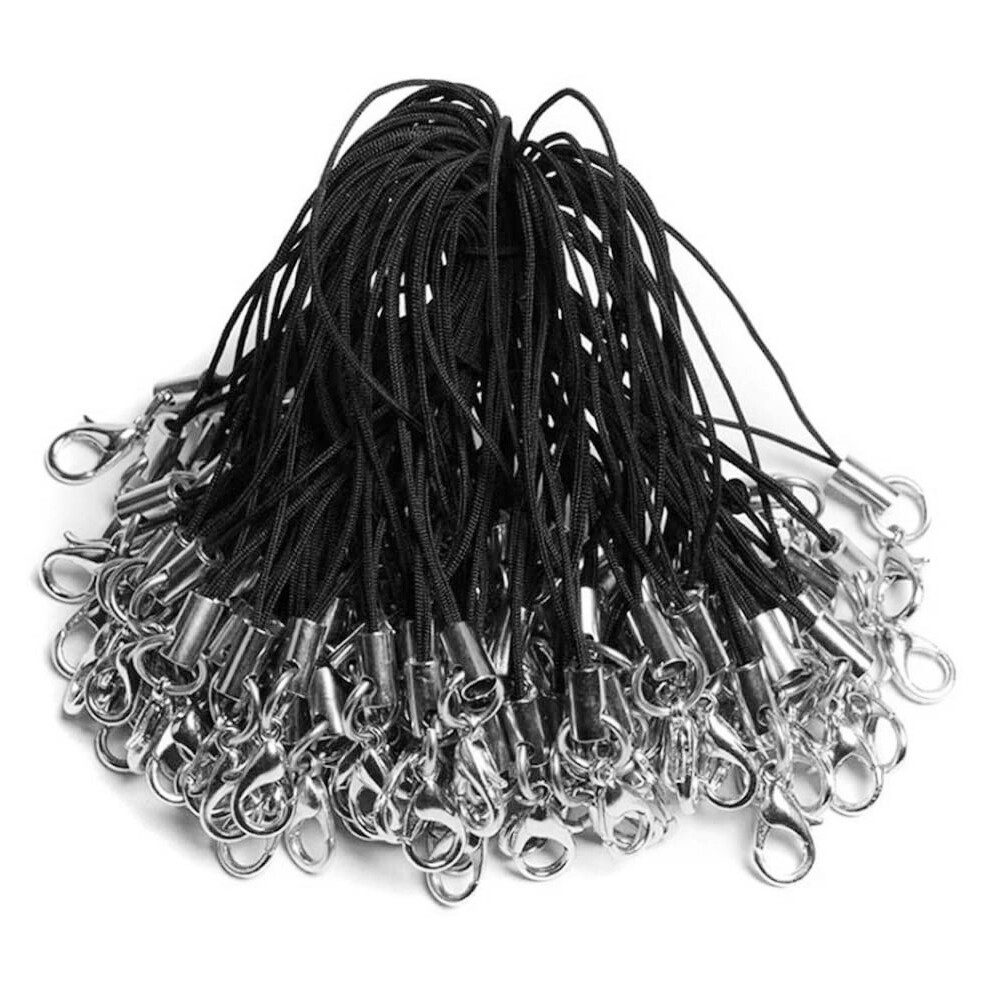 100Pcs Lanyard Lobster Clasp Lariat Cord Str Black 4853133988747