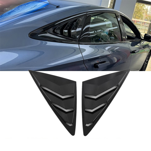 Black Rear Side Vent Quarter Window Louver Shutter 2