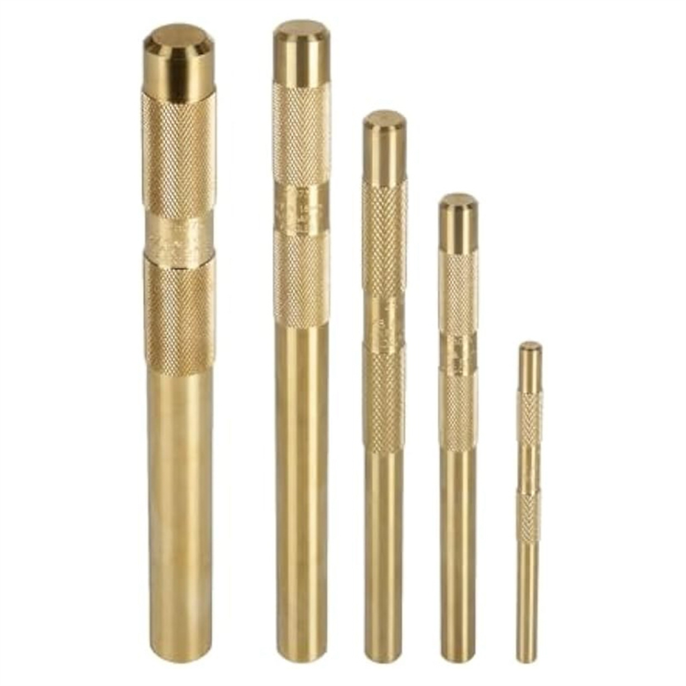 Brass Drift Punch Tool Set 5 Piece with 1/4 Inch,