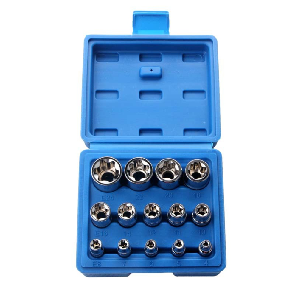 14Pcs Female E Star Torx Socket Set E4-E24 E-Torx 4851794130031