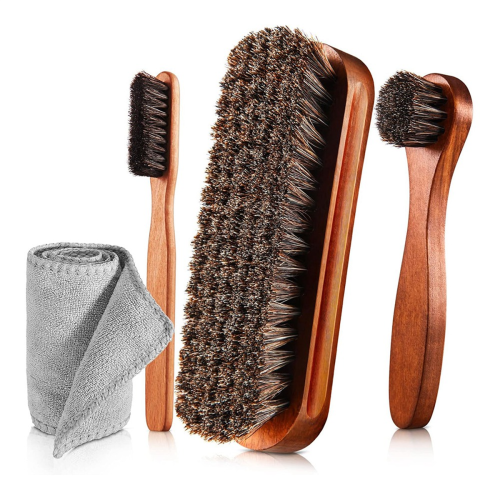 4 Stück Rosshaar Glanz Schuhe Bürste Kit Polnisch Daube