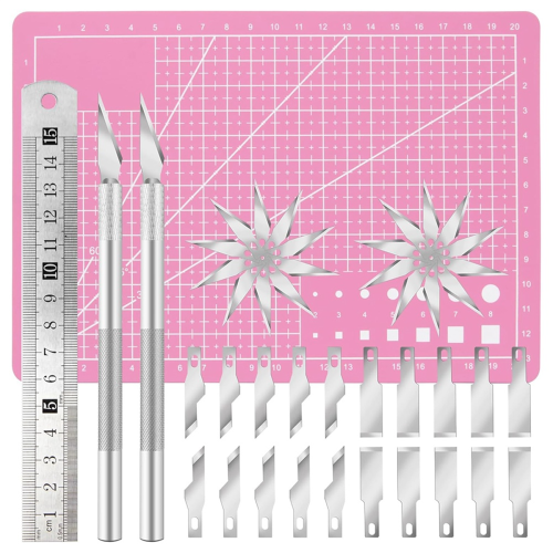 44-teiliges Bastelmesser-Set und Schneidematte (A5), Precis