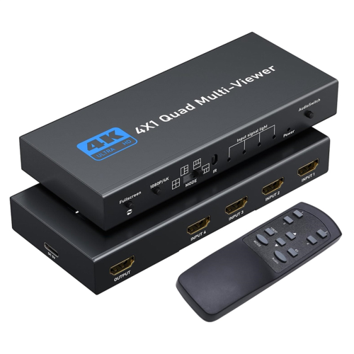 4K -Compatible Quad Multi Viewer 4 in 1 Out 1080P 1