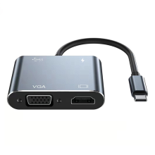 4-in-1 USB C to 4K -Compatible VGA Hub Adapter Por