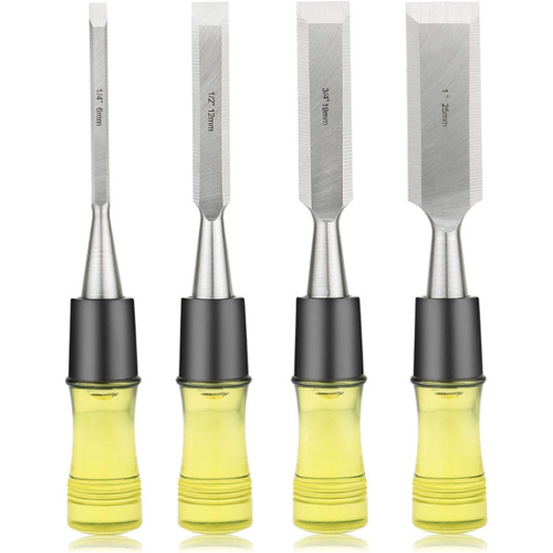 4pcs Wood Chisel Set for Woodworking, -V Steel Bev 1