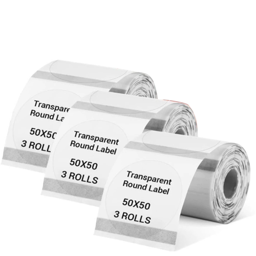 50x50mm Transparent Round Thermal Label Strong Adh